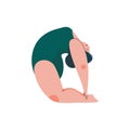 Beautiful Plus Size Curvy Woman in Ustrasana Position, Plump Girl in Swimsuit Practicing Yoga, Sport and Healthy