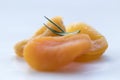 Beautiful and poetic photo of some orangy pretty dried apricot.