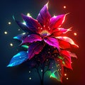 Beautiful poinsettia flower on a dark background. Vector illustration. AI generated