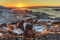 Beautiful Polar sunset, view from the hill to Nuuk fjord and new