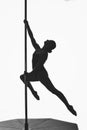 Beautiful pole dancer girl silhouette Royalty Free Stock Photo