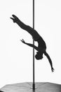 Beautiful pole dancer girl silhouette Royalty Free Stock Photo