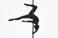 Beautiful pole dancer girl silhouette Royalty Free Stock Photo