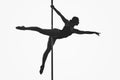 Beautiful pole dancer girl silhouette Royalty Free Stock Photo