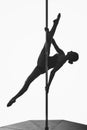 Beautiful pole dancer girl silhouette Royalty Free Stock Photo