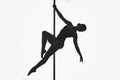 Beautiful pole dancer girl silhouette Royalty Free Stock Photo