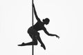 Beautiful pole dancer girl silhouette Royalty Free Stock Photo