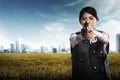 Beautiful police woman holding gun Royalty Free Stock Photo