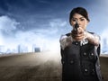 Beautiful police woman holding gun Royalty Free Stock Photo