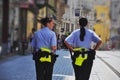Beautiful policewomen in the streets of the city Royalty Free Stock Photo