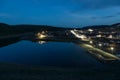 Beautiful pond with calm water at night. Royalty Free Stock Photo