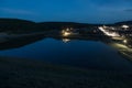 Beautiful pond with calm water at night. Royalty Free Stock Photo