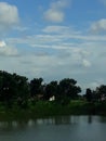 Beautiful pond and trees and cloud