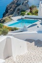 Beautiful pool over the sea in Santorini island Royalty Free Stock Photo