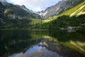 The beautiful lake Popradske pleso in the High Tatras in the evening sun Royalty Free Stock Photo
