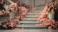 Beautiful porcelain stairs adorned with roses Royalty Free Stock Photo