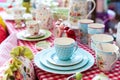 Beautiful porcelain tea set on table Royalty Free Stock Photo