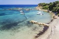 Beautiful Porto Roma sandy beach. It is situated on Vassilikos peninsula on the south east coast of Zakynthos island, Greece.