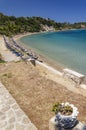 Beautiful Porto Roma sandy beach. It is situated on Vassilikos peninsula on the south east coast of Zakynthos island, Greece.