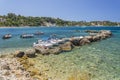 Beautiful Porto Roma sandy beach. It is situated on Vassilikos peninsula on the south east coast of Zakynthos island, Greece.