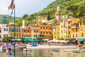 The beautiful Portofino with colorful houses and villas in Italy