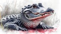 A Beautiful Portrait of an American Alligator AI Generated