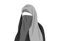 Beautiful portrait of arabic muslim woman closed face veil, illustration isolated.
