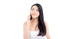 Beautiful of portrait asian young woman smile and happy talking calling with mobile phone. Royalty Free Stock Photo