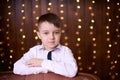 Beautiful portrait. Cute little boy. Brown background Royalty Free Stock Photo