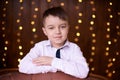 Beautiful portrait. Cute little boy. Brown background Royalty Free Stock Photo