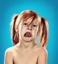 Beautiful portrait of a displeased disaffected little girl Royalty Free Stock Photo