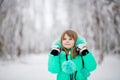 Beautiful portrait of little child enjoying winter Royalty Free Stock Photo