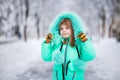 Beautiful portrait of little child enjoying winter Royalty Free Stock Photo