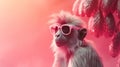 Beautiful portrait monkey design. Happy beautiful background. Fashion poster. Isolated . Smile face. Color background Royalty Free Stock Photo