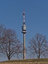 Beautiful portrait view of popular Donauturm (Danube Tower) in Donaustadt in the north of Vienna, Austrie.