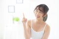 Beautiful portrait young asian woman smiling healthy and wellness at room Royalty Free Stock Photo