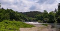 Beautiful Portuguese countryside landscape. River Ave and forest in Vila do Conde, Portugal. Royalty Free Stock Photo