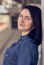 Great portrait of gorgeous smiling girl with long hair.