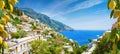 Beautiful Positano and clear blue sea on Amalfi Coast in Campania, Italy. Amalfi coast is popular travel and holyday destination Royalty Free Stock Photo