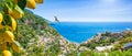 Beautiful Positano and clear blue sea on Amalfi Coast in Campania, Italy. Amalfi coast is popular travel and holyday destination Royalty Free Stock Photo