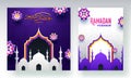 Beautiful post or card set of Ramadan Mubarak