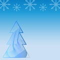 Beautiful postcard with Christmas tree of lines and snowflakes o