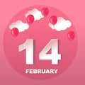 Beautiful postcard for February 14 on pink background