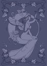 Beautiful Poster In Art Nouveau Style With Fairy Woman And Moon And Floral Frame