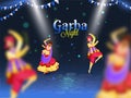 Beautiful poster or banner design with illustration of couple dancing on occasion of Garba Night party. Royalty Free Stock Photo