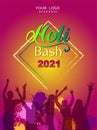 Beautiful poster for Indian festival Happy Holi bash poster with colorful background.Print