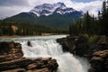 Beautiful poster perfect Athabasca Water fall in canadian rockies Royalty Free Stock Photo