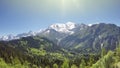 Beautiful POV Of Red Train Going To Montenvers Mer de Glace Station During Summer Day Royalty Free Stock Photo