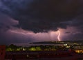 Beautiful powerful lightning strikes in the sky Royalty Free Stock Photo