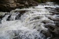 Beautiful powerful Probiy waterfall, Prut river, Yaremche city, Ukraine Royalty Free Stock Photo